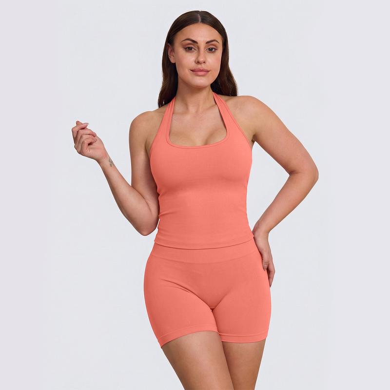 Halter Top & Sports Shorts Set