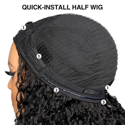 3-in-1 Burmese Curly Human Hair Half Wig