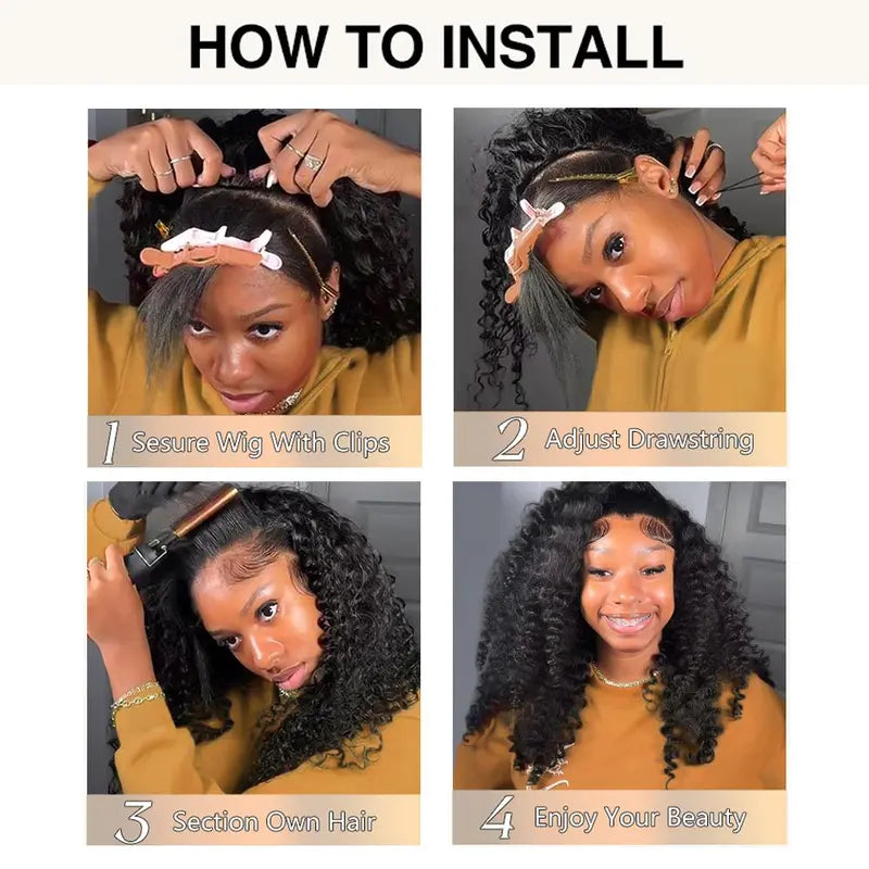 3-in-1 Burmese Curly Human Hair Half Wig