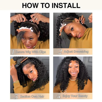 3-in-1 Burmese Curly Human Hair Half Wig